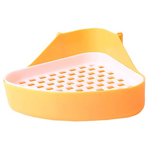 POPETPOP Rabbit Litter Box Plastic Small Animal Litter Potty Training Corner Pan Pet Training Toilet for Hamster Gerbil Bunny Chinchilla Guinea Pig Ferret Rats -Random Color-
