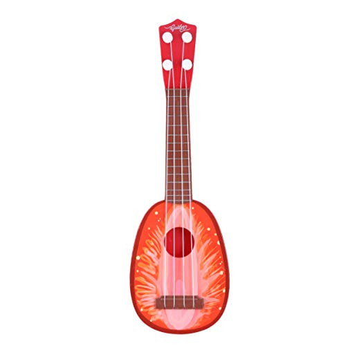 Healifty Ukulele Hawaii Guitar Fruit Design Children Music Instrument Educational Toys Birthday Gifts for Kids Beginner Music Lovers -Strawberry-