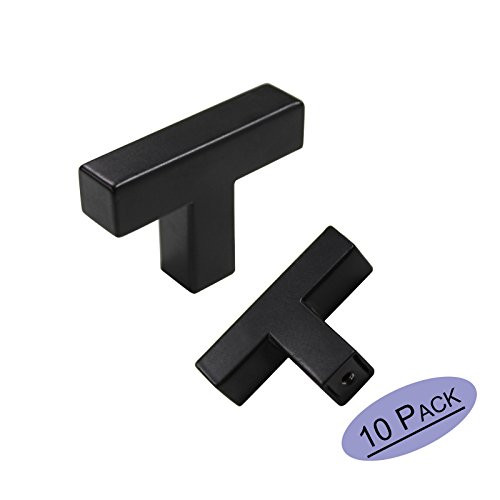 Goldenwarm 10Pack Black 1/2in Square Bar Cabinet Pull Drawer Handles and Knobs Stainless Steel Single Hole Hardware for Kitchen and Bathroom Cabinets Cupboard 2in 50mm OVERALL LENGTH