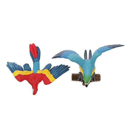 TOYANDONA 2pcs Realistic Parrot Birds Figurines Plastic Macaw Animals Figures Educational Toy Cake Toppers Table Decorations for Kids Adults Birds Lover Gifts