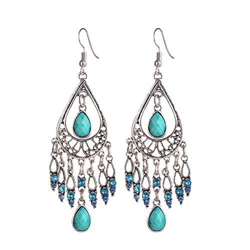 hbz11hl Christmas Earrings Gift Bohemian Women Water Drop Rhinestone Tassel Dangle Hook Earrings Jewelry Gift Fashion Earrings for Women Girls Jewelry Accessories