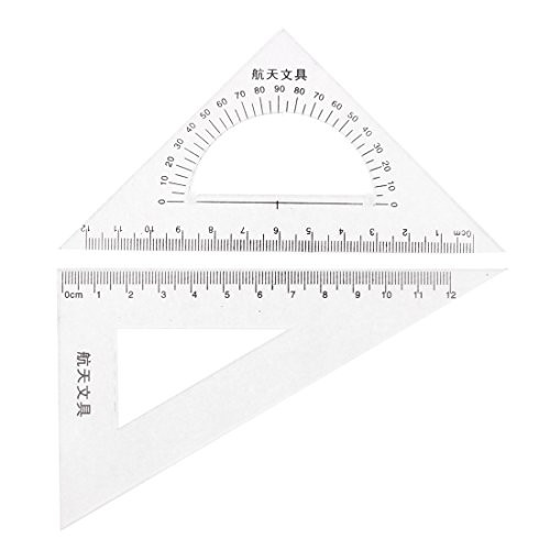 uxcell Plastic 30/60 45 Degree Triangle Rulers Protractor Drawing Set 2 Pcs