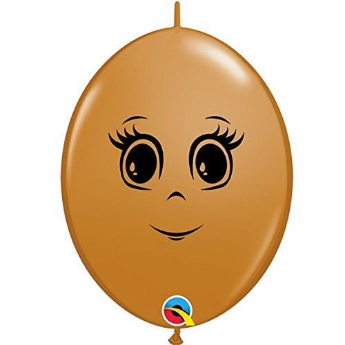 Qualatex Feminine Face 12 Inch Quick Link Latex Balloons -Mocha Brown 20 Pack-