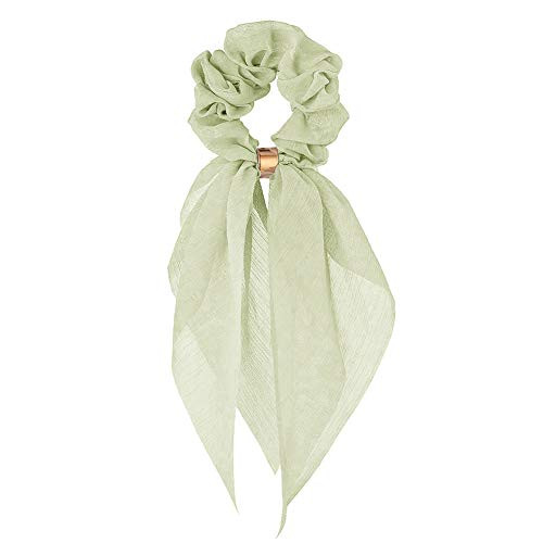 fublousRR5 Hair Rope Girl Women Bow Long Ribbon Scarf Hair Rope Ponytail Holder Tie Scrunchies Band Green