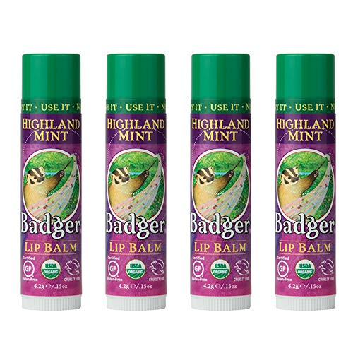 Badger - Highland Mint Lip Balm Spearmint and Peppermint Certified Organic Lip Balm Fair Trade Natural Lip Balm Moisturizing Lip Balm 0.15 oz -4 Pack- Badger - Highland Mint Lip Balm Spearmint and Peppermint Certified Organic Lip Balm Fair Trade Natural Lip Balm Moisturizing Lip Balm 0.15 oz -4 Pack-