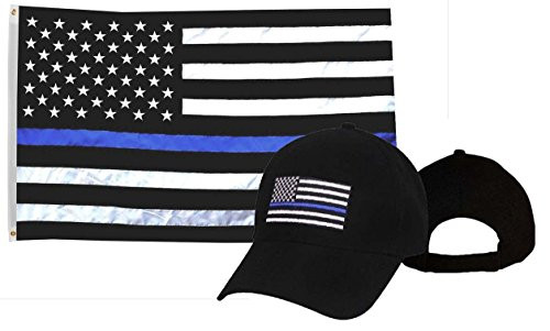 AES Wholesale Combo 3x5 USA Thin Blue Line TBL American Flag and Adjustable Hat Cap Fade Resistant Double Stitched Premium Penant House Banner Grommets AES Wholesale Combo 3x5 USA Thin Blue Line TBL American Flag and Adjustable Hat Cap Fade Resistant Double Stitched Premium Penant House Banner Grommets