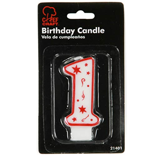 Chef Craft Classic Numeral Candle 1 3 inch White/Red