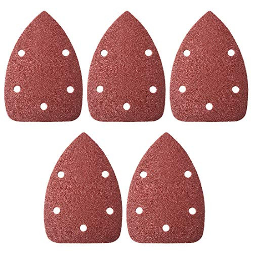 uxcell Detail Sander Sandpaper Triangular Sanding Paper Hook and Loop Sanding Pads Triangle Oscillating Multi Tool 60 Grits 5 Holes 5pcs