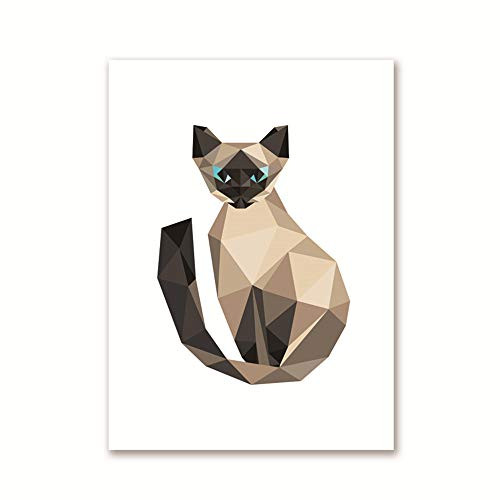 PENGDA Canvas Painting Nordic Triangle Polygonal Stile Siamese Kitten Art Print Wall Pictures Abstract Polygon Animal Cat Decoration No Frame