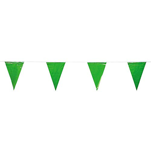 Fun Express - Green Pennant Banner -100ft- - Party Decor - Hanging Decor - Pennants - 1 Piece