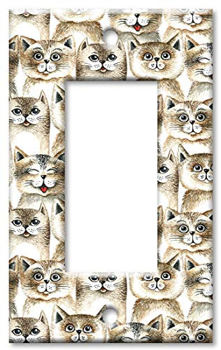 Art Plates 1-Gang Rocker -Decora- OVERSIZE Switch Plate/OVER SIZE Wall Plate - Brown Cat Toss