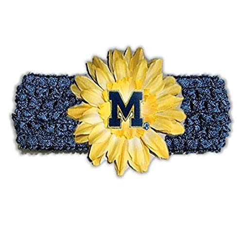 Divine Creations NCAA Michigan Wolverines Girls Crochet Flower Headband One Size Navy/Yellow Gold