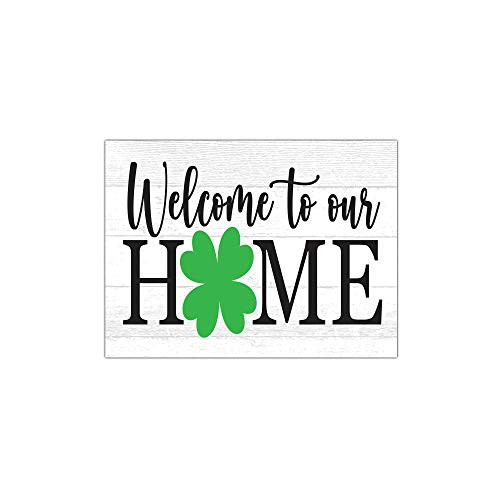 Welcome to Our Home Irish St. Patricks Day Shamrock Sign Rustic Faux Shiplap Wood Photo Art 8x10 Unframed