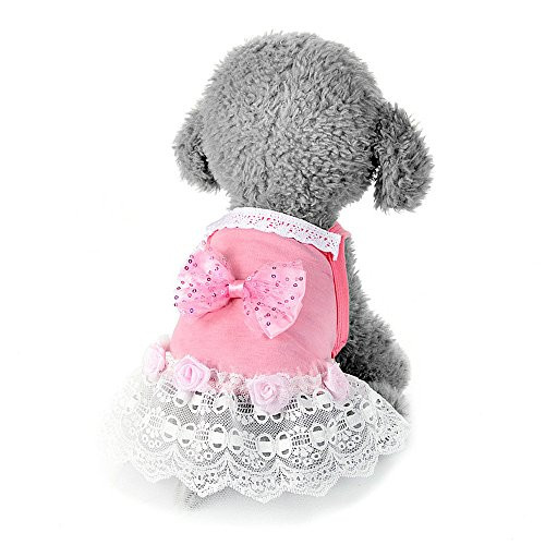 Conwinart Dresses for DogsDog Cat Bow Tutu Dress Lace Skirt Pet Puppy Dog Princess Costume Apparel Clothes Party -XL Pink-