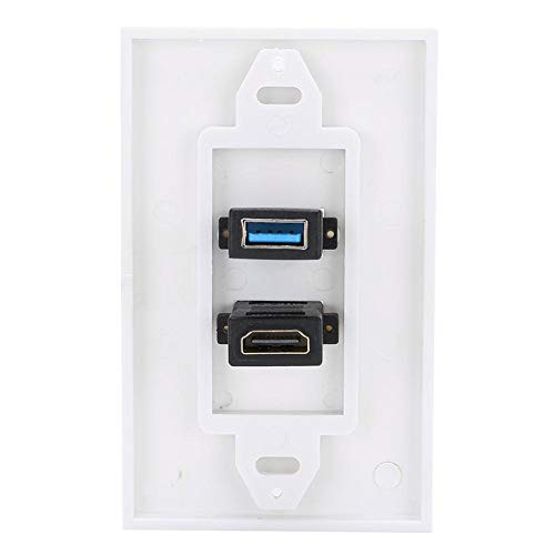 Cuifati Wall Panel SocketHDMI USB3.0 Two-in-one Integrated Multimedia Wall Panel Audio Video Socket2-Port Dual USB Wall Plate Charger Outlet Mount Socket Face Plate Cover Panel Dock Station