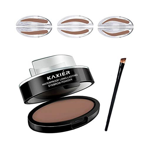 Waterproof Eyebrow Stamp Powder Seal Perfect Nature Eye Brow Powder Tinting Coloring Kit Delicate Shape -Dark brown Light Brown Gray- -Dark Brown-