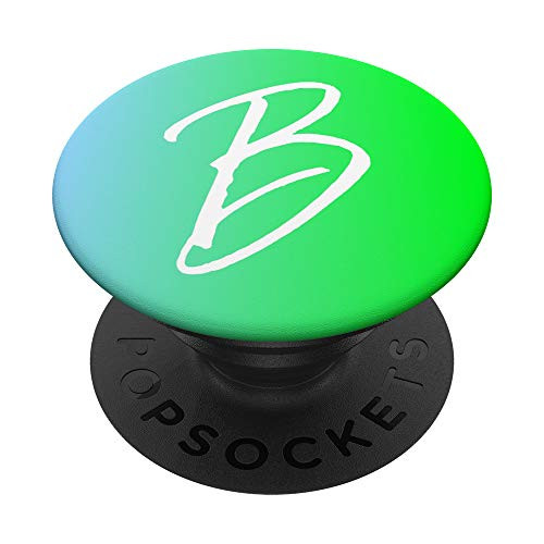 Initial B Phone Case Blue to Bright Green Gradient Letter B PopSockets Grip and Stand for Phones and Tablets
