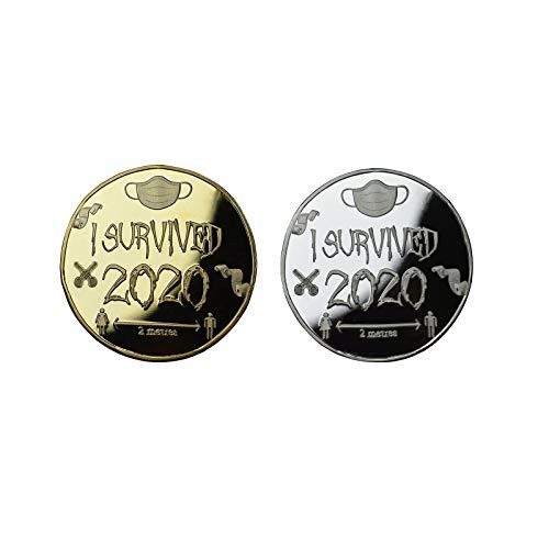 Kexle I Survived 2020 Commemorative Coin 2 Pcs 2020 Survived Craft Commemorative Coins Lucky Survivor Souvenir Coins Medal Memento Gifts for Friends Family Collectors -A-