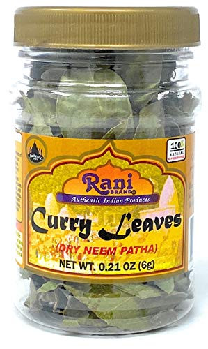 Rani Dried Curry Whole Leaves -Kari Neem Patha- Indian Spice 0.21oz -6g- ~ All Natural - Vegan - Gluten Friendly - NON-GMO