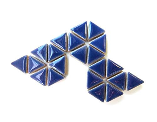 100 Blue Pcs 15mm Triangle Ceramic High Gloss Mosaic Border Tiles Mosaic Making Supplies