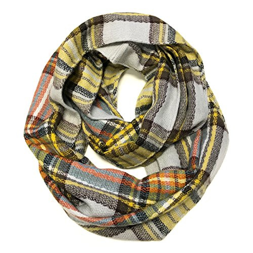 Bowbear Soft Touch Winter Warm Tartan Infinity Scarf Yellow and Black