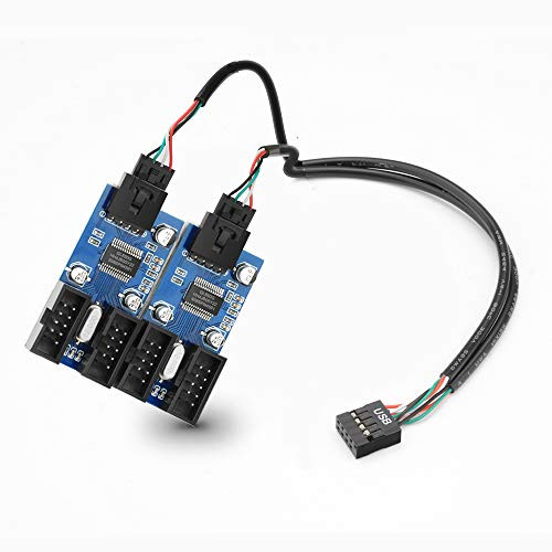 Rocketek 9pin USB Header Male 1 to 4 Female Extension Hub Splitter Adapter -Motherboard USB 2.0 Internal Cable 9 pin Connector Adapter Port Multiplier with 30CM Cable for Desktop Motherboard