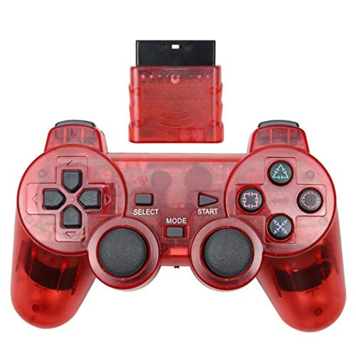 Cotchear Wireless Gamepad for PS2 Controller for Playstation 1 2 Console Joystick Double Vibration Shock Joypad Wireless Controle - Red