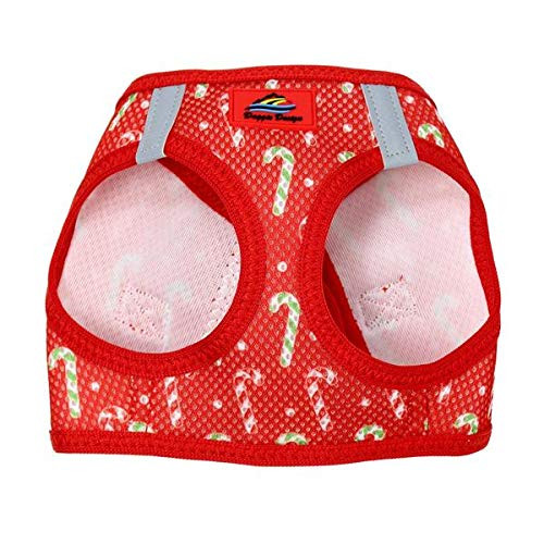 DOGGIE DESIGN American River Choke Free Dog Harness Holiday Line - Candy Canes -Large-