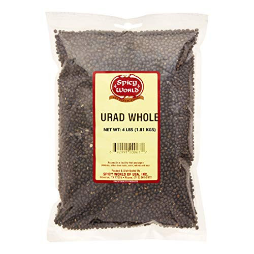 Spicy World Urad Whole Bag - Black Urid Whole Beans -Matpe Beans Whole- -4 Pound-