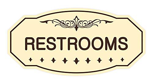 Signs ByLITA Victorian Restrooms Sign -Ivory/Dark Brown- - Medium