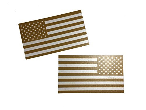 Forward and Reversed Set - Coyote Brown Thick Transparent American Flag Durable USA Polycarbonate Decal 2 inch x 3.5 inch -US Made-