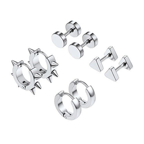 Stainless Steel Spike Triangle Round Hoop Earrings Stud Earrings Rock Punk Women Men Earrings Set Stainless Steel Spike Triangle Round Hoop Earrings Stud Earrings Rock Punk Women Men Earrings Set
