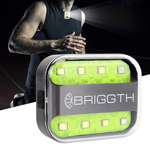 BRIGGTH Clip on Running lights for runners USB C rechargeable - Running light - safety lights for walking at night - dog walking light - jogging light - reflective running gear - strobe night light