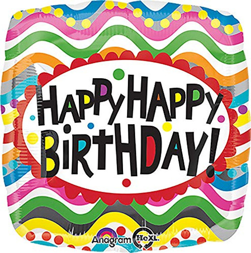 Anagram International Hx Birthday Squiggles Balloon Multicolor Anagram International Hx Birthday Squiggles Balloon Multicolor