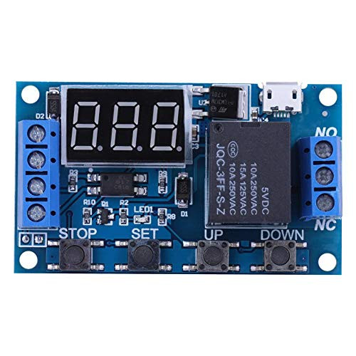 Akozon Timer Relay Switch Module DC 6V~30V Trigger Delay On/Off Cycle w/Digit LED Display Micro USB 5V