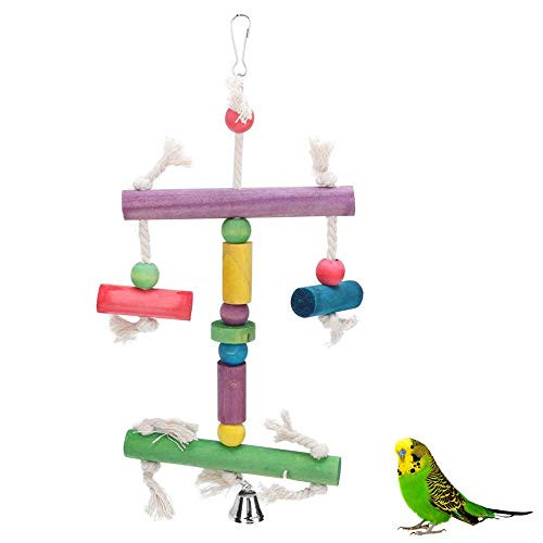 Caiqinlen Romantic Gift Eco-Friendly Medium Size Hanging Toy Colorful Durable with Hook Parrot Toys Wood Bird Hanging Toys Animals for Parrots Pets