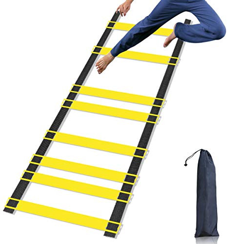 MotBach 12 Rung Agility Ladder-20 Feet- Agility Training Ladder Speed Training Equipment for Footwork Exercise Fitness Adjustable Speed Ladder with Carry Bag for Soccer Football Training -Yellow- MotBach 12 Rung Agility Ladder-20 Feet- Agility Training Ladder Speed Training Equipment for Footwork Exercise Fitness Adjustable Speed Ladder with Carry Bag for Soccer Football Training -Yellow-