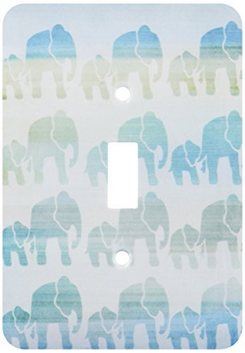 3dRose lsp_152076_1 Aqua Mom & Baby Elephants Animals Single Toggle Switch