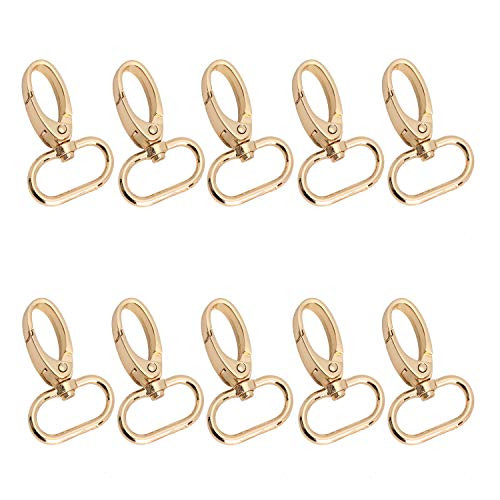 willikiva 10 Pcs 1 inch Swivel Snap Hooks Diameter Oval Ring Lobster Clasp Claw Swivel for Strap Push Gate Lobster Clasps Hooks Swivel Snap Fashion Clips -Gold-