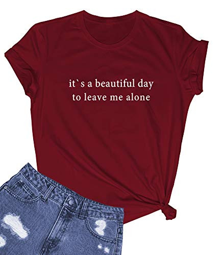 YITAN Women Graphic Cute T Shirts Printed Tees Wine Red Small