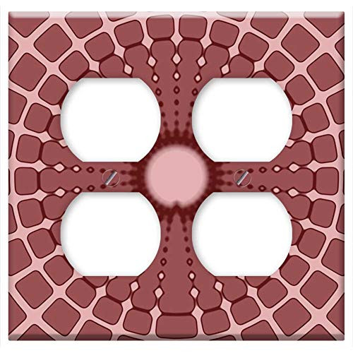 Double Duplex Outlet Wall Plate Cover - Rings Circle Concentric Background Structure Color 1