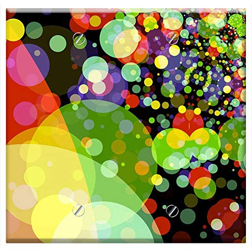 Double Blank Wall Plate Cover - Abstract Points Circle Background Bokeh About 2