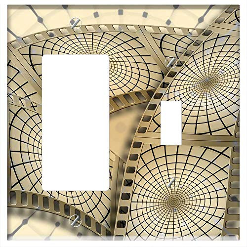 Rocker/GFCI Toggle Combination Wall Plate Cover - Rings Circle Film Filmstrip Slide Concentric