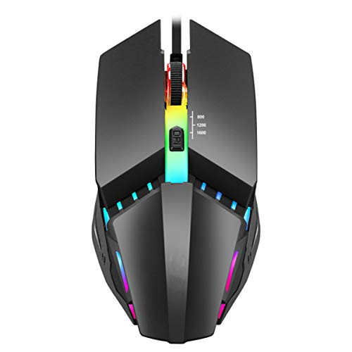 iFCOW PC Laptop Mouse Ergonomic Wired Gaming Mouse 4 Button 1600DPI USB Computer Mouse with Backlight