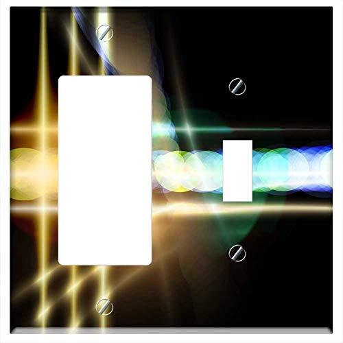 Rocker/GFCI Toggle Combination Wall Plate Cover - Lines Circle Pattern Swing Wave Movement Rotation 4