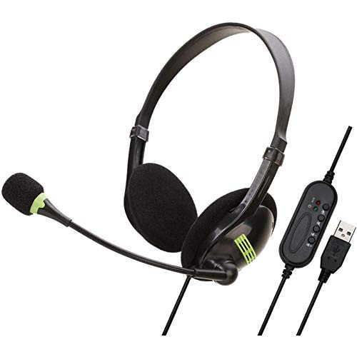 FAMKIT Computer Headset USB Headset with Microphone On-Ear Headphone with Mic Switch Volume Control for Desktop PC Laptop