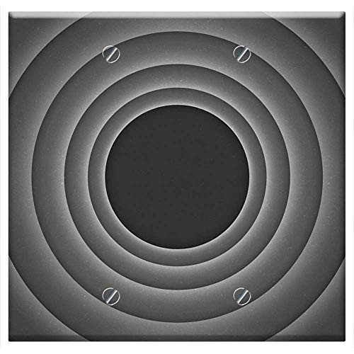 Double Blank Wall Plate Cover - Circles Retro Bullseye Background Charcoal Grey