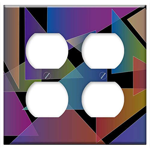 Double Duplex Outlet Wall Plate Cover - Triangle Gradient Abstract Geometry Color Style