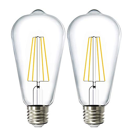 Sunco Lighting 2 Pack ST64 LED Bulb Dimmable Waterproof 8.5W-60W 6000K Daylight Deluxe Vintage Edison Filament Bulb 800 LM E26 Base Restaurant or String Lights - UL