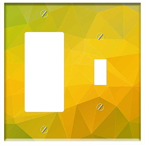Rocker/GFCI Toggle Combination Wall Plate Cover - Background Mesh Triangles Yellow Green Color